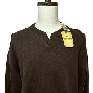 Tommy Bahama Sweater Mens XL Brown Reversible Pullover Split Crew Neck NWT